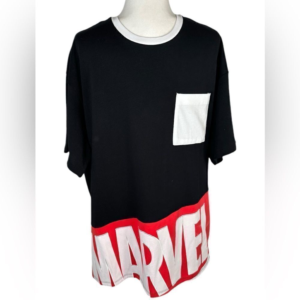 Disney Store Red & Black Marvel Pocket Short Sleeve Tee